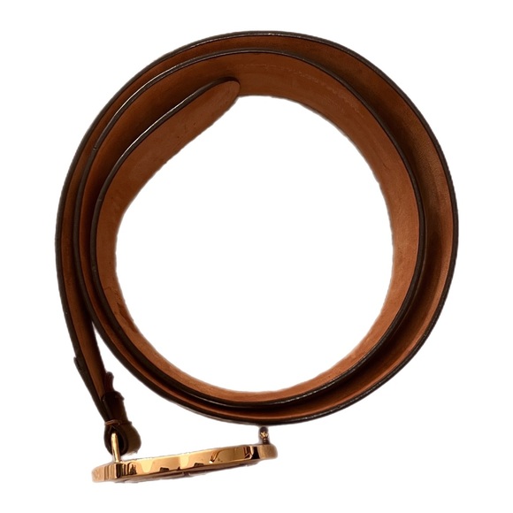 Gucci Gold GG Logo Belt Small- GG buckle w/ brown GG belt & gold/bronze edging - Picture 4 of 7